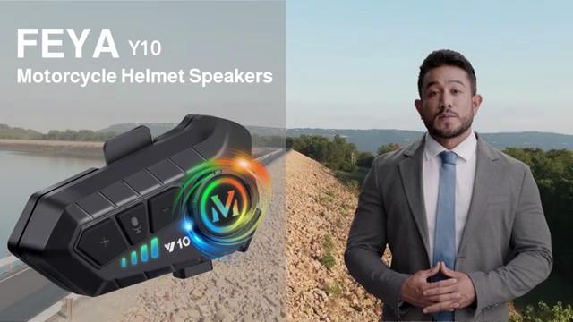 Гарнитура для мотоциклетного шлема Y10-Max Bluetooth 5.3 — 2 шт., радиус действия 300 м, двойной микрофон для полноразмерных/полушлемов
