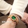 Women's Green Agate Wooden Quartz Watch Classic Square Shape Soft Color Tone Elegant Daily Style Timepiece