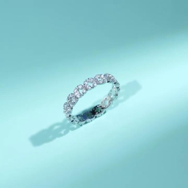 Tancise Classic 925 Sterling Silver Zircon Ring Ladies Jewelry Wedding Promise Party Gift