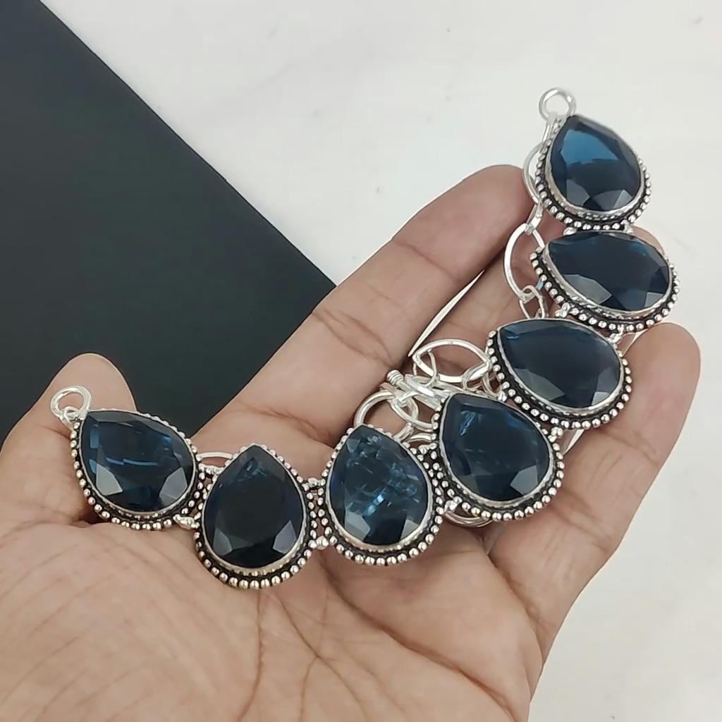 Изящное ожерелье из серебра 925 пробы с драгоценными камнями Таназнит, серебряное ожерелье с Таназнитом для жены, ожерелье унисекс, праздничный наряд в подарок жене