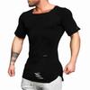 Muscleguys Новая однотонная футболка для бега в тренажерном зале, тонкая однотонная футболка с короткими рукавами, спортивная хлопковая одежда с квадратным воротником, мужская рваная футболка для фитнеса