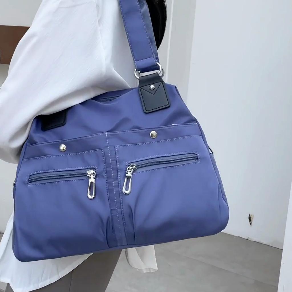 Solid Color Handbag Nylon Shoulder Bag Women's Large Capacity Tote Bag