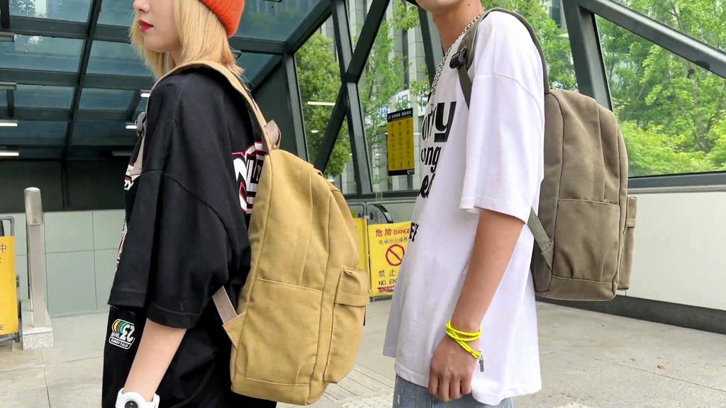 Durable Canvas Backpack, Large Capacity Backpack, Suitable For Middle School High School And College Students