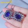 Sace Gems Классические роскошные квадратные кольца из медного сплава с синим цирконием, кулон, ожерелье, наборы ювелирных изделий, подарки для свадебной вечеринки