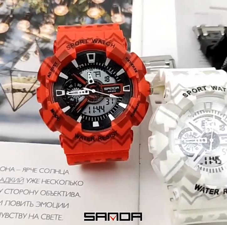 SANDA Waterproof Men's Watch Electronic Fashion Multifunctional Outdoor Watch Sports Watch