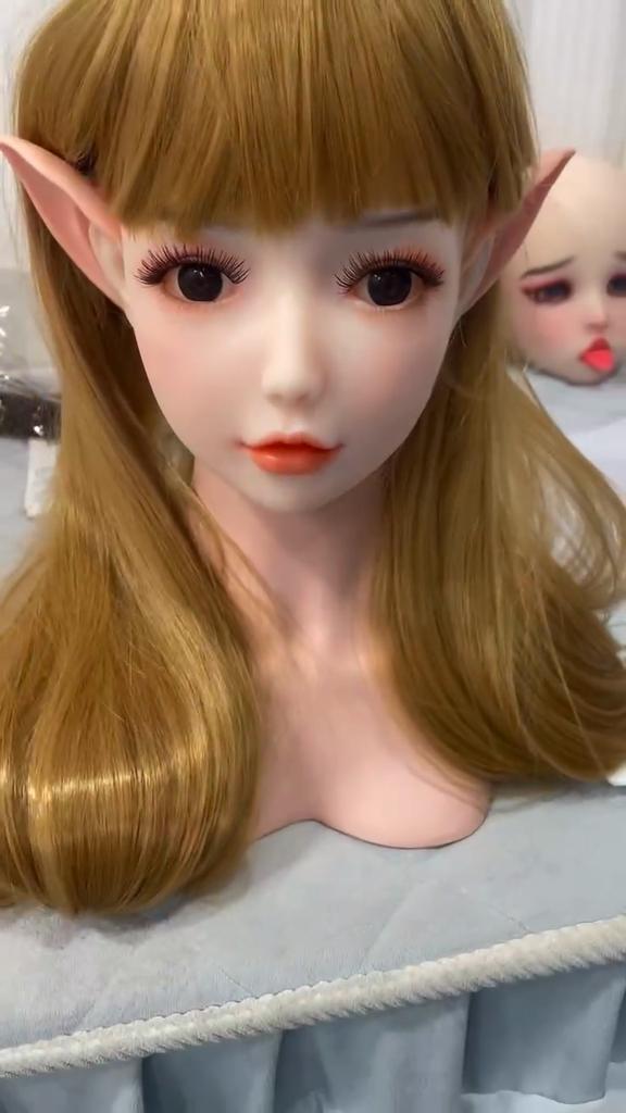 Мужская секс-кукла Голова TPE Оральный секс Съемные эльфийские уши С ртом Мастурбационная чашка Эротическая секс-игрушка для взрослых