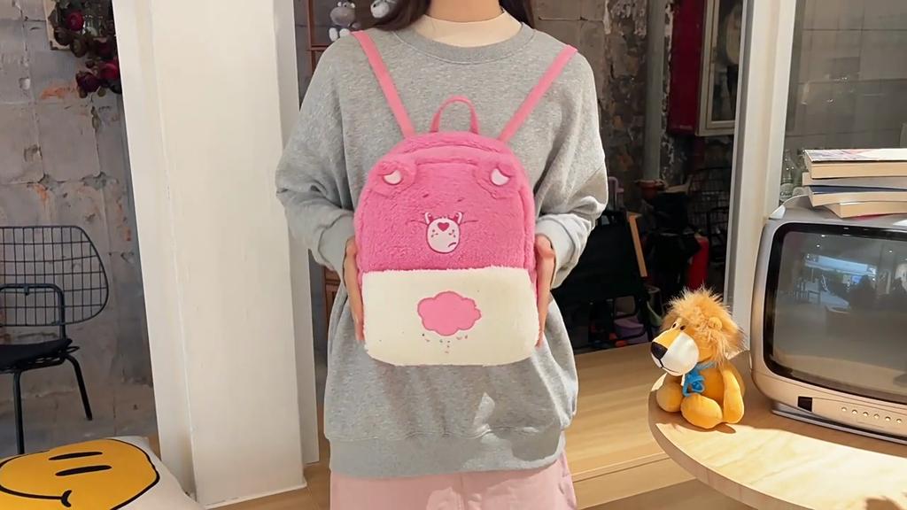 Soft Carebears Plush Backpack With Inner Zipper Pocket For Everyday