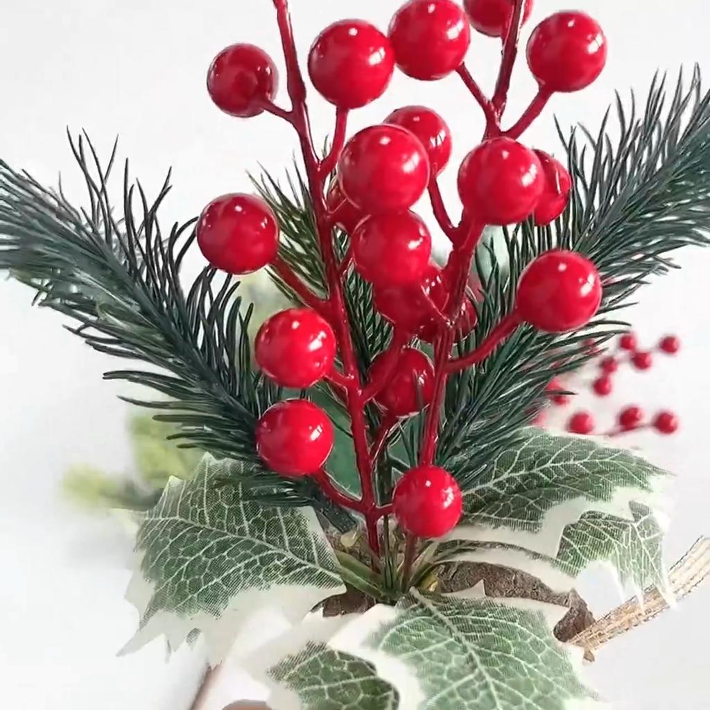 Artificial Berries Christmas Decoration Red Berry Branches for Xmas Tree Party Home Table Ornaments Red Fruit Wreath DIY Gift