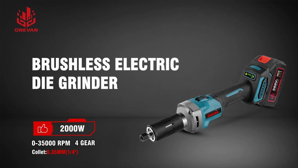 ONEVAN 2000W Brushless Electric Die Grinder 35000RPM 6mm Cordless 4 Gears Variable Grinding Rotary Tools For Makita 18v Battery