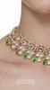 Green Pink Stones Austrian Diamonds Embellished Choker Necklace Earring & Ring Set For Women