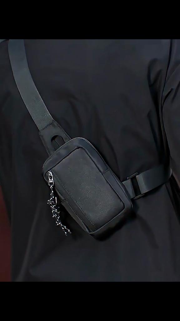 Японский уличный тренд Спортивная модель Мини нагрудная сумка Однотонная сумка через плечо Мужская Диагональная сумка-мессенджер Телефон Простая сумка кроссбоди