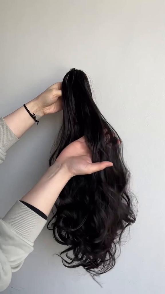 XINRAN Synthetic Long Wavy Ponytail Hair Extensions Claw Clip In Ponytail Hairpiece Natural Black Brown Hair For Women Cosplay Wear
