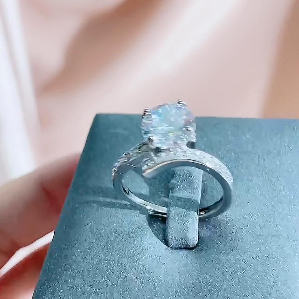 BELLA BOX Классическое женское кольцо с круглым цирконом, регулирующее женское серебряное ювелирное изделие, подарок