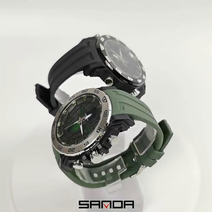 SANDA The New Double -showed Spider Night Light Youth Electronic Watch Multifunctional Fashion Trend Men's Alarm Clock Watch