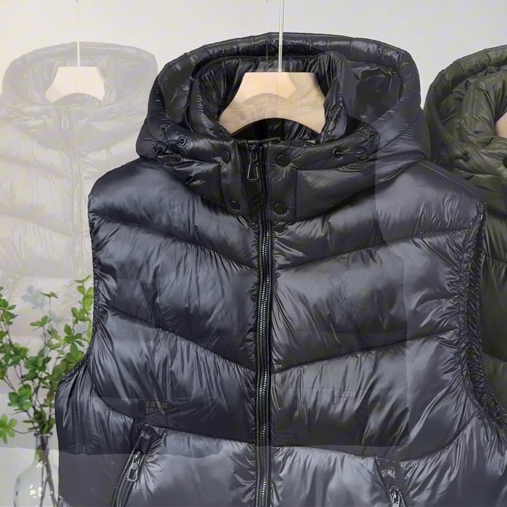 Зимние парки без рукавов для мужчин, топы с капюшоном, куртка больших размеров, повседневный толстый теплый черный жилет для мужчин, верхняя одежда