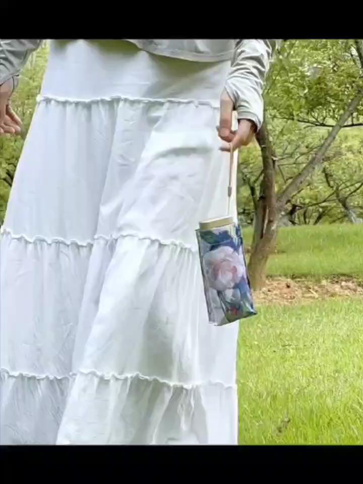 Микро Мини Ручной Компактный Зонт, Зонт с Рисунком Масла Розы, Розовый С Разноцветными Цветами, Дорожный Зонт Для Женщин