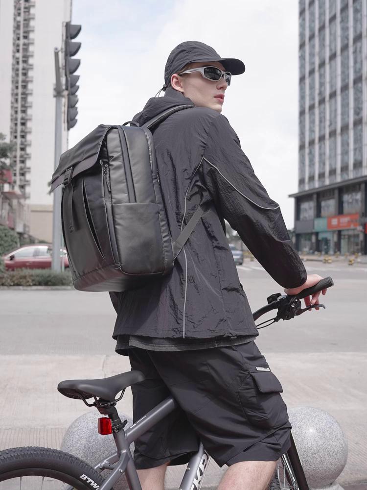 Kingsons Black Stylish Men Sports Backpack 15.6 Inch Laptop Waterproof / Dry-wet Separation / Reflective Strip / Bag for Basketball Helmet/Shoes