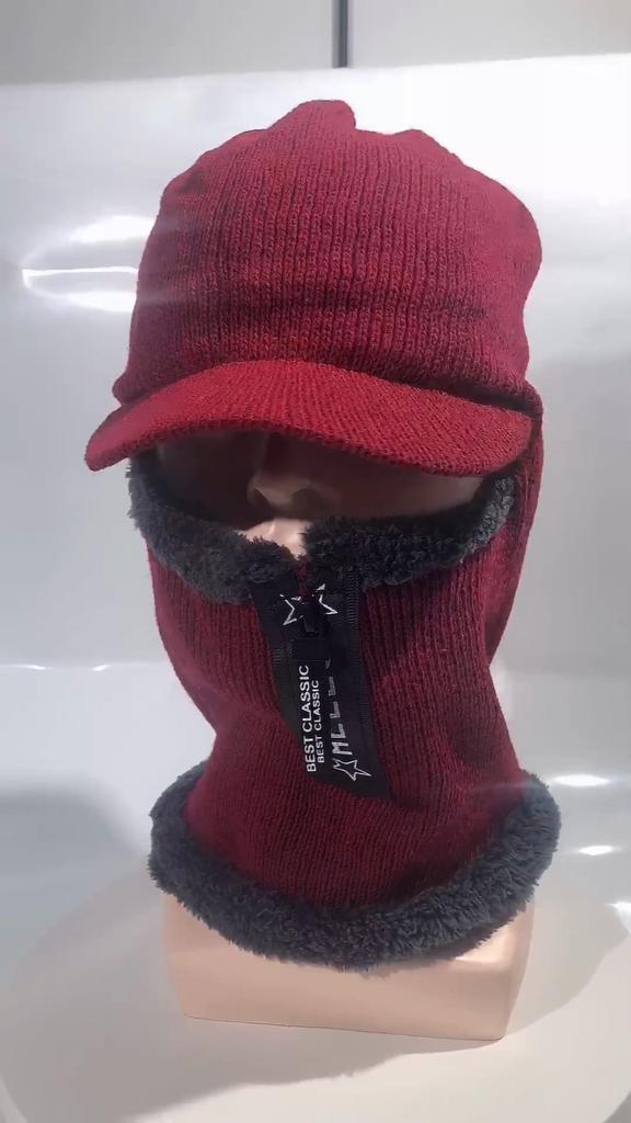 Мужская теплая вязаная защитная шапка для велоспорта, защиты лица, зимняя теплая цельная шапка для защиты от холода