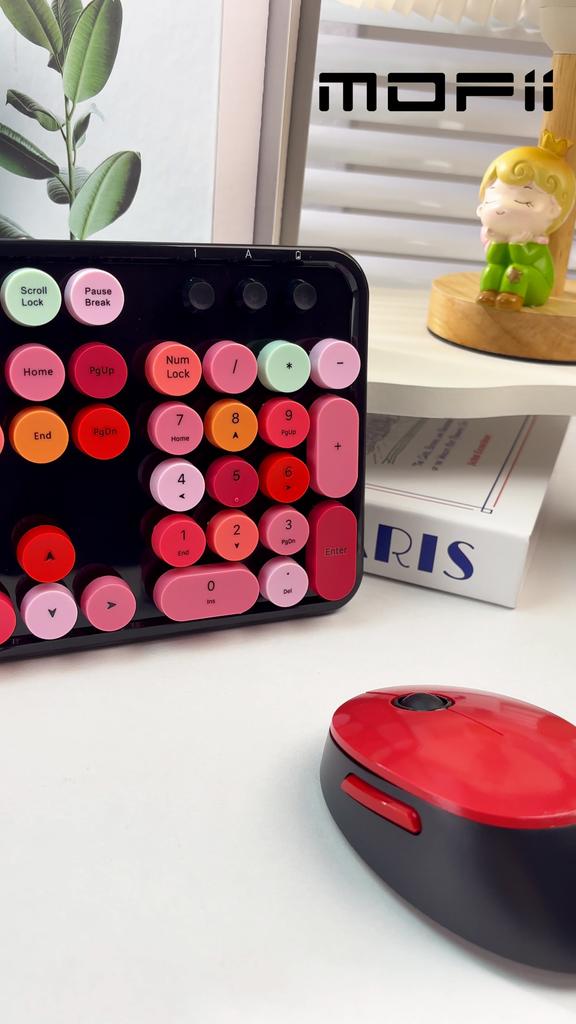 Mofi Sweet Wireless Retro клавиатура и мышь Настройка: Эргономичная конструкция, 104 клавиши, полезная для игр на ноутбуке и офисных задач
