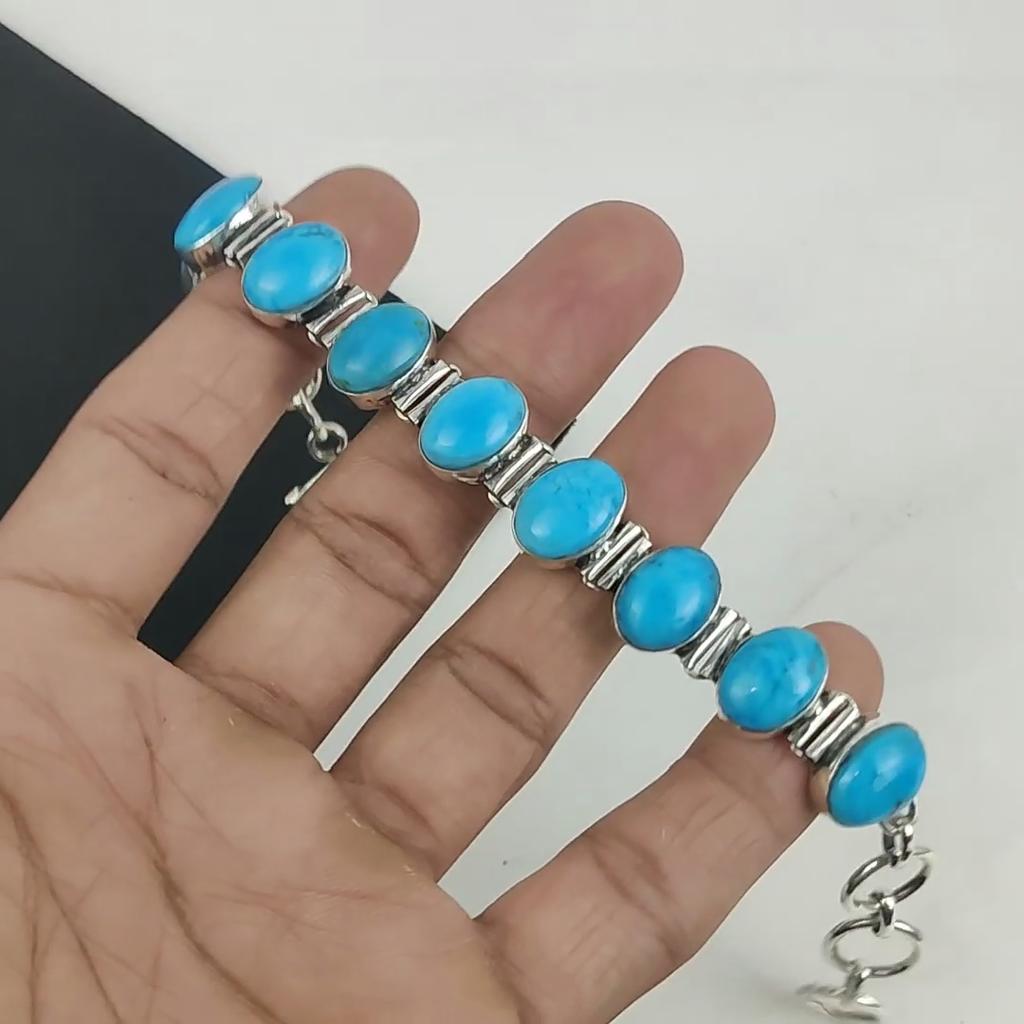 Натуральный браслет из бирюзового камня «Спящая красавица» ручной работы из стерлингового серебра 925 пробы, браслет из бирюзы для жены, браслет унисекс для вечеринки в подарок