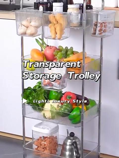 3Tier Clear Storage Cart with Wheels: Multifunctional Rolling Organizer for Home and Office, Ideal for Bedroom, Living Room