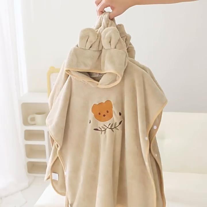 Детское банное полотенце, впитывающий детский банный халат с капюшоном, банные полотенца из кораллового флиса для новорожденных девочек и мальчиков, одеяло с вышивкой в виде мультфильма