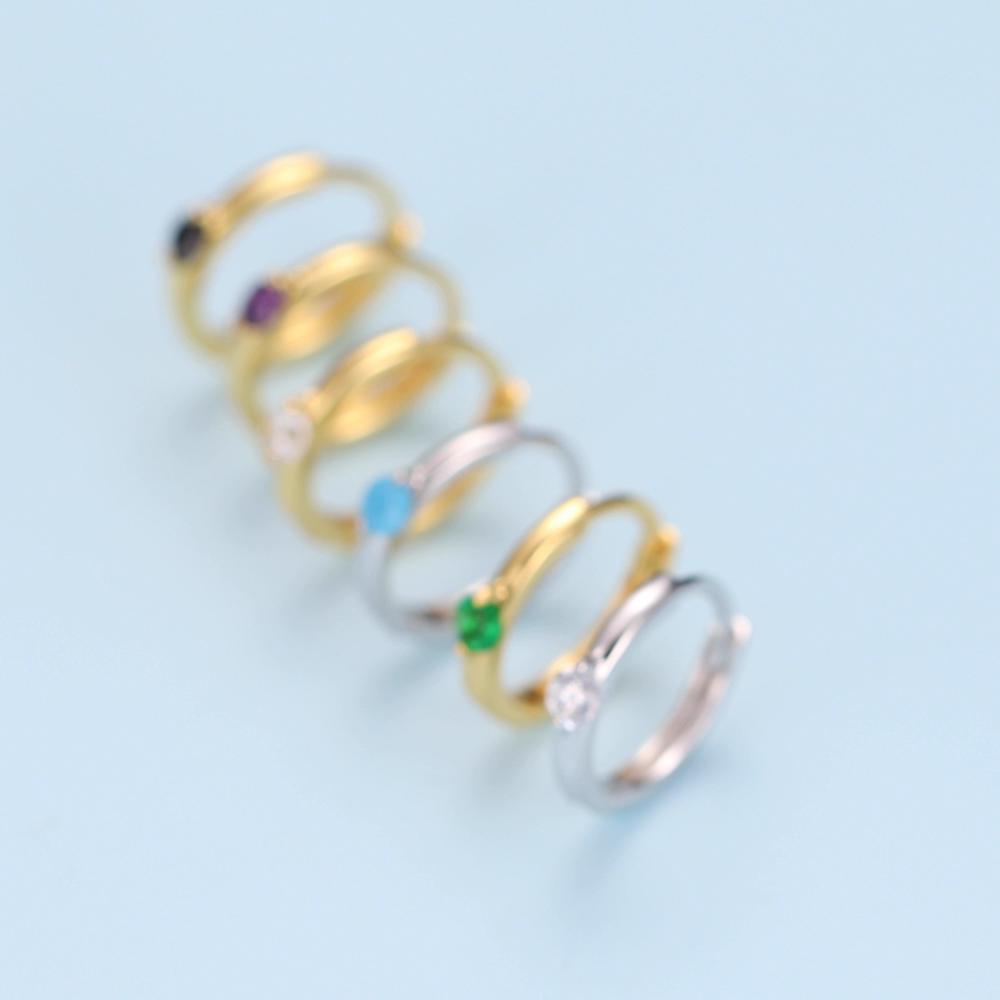 Bisaer 925 Sterling Silver Hypoallergenic Earrings Colorful Cubic Zirconia Women Ear Buckles