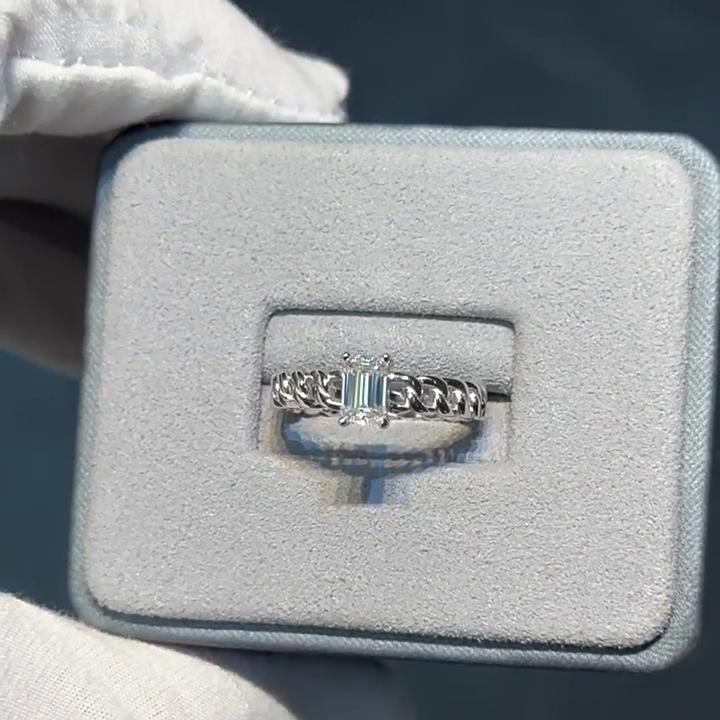 Vinregem 100% стерлинговое серебро 925 пробы 3EX VVS1 D цвет изумрудная огранка 4*6 мм 0.8ct настоящий муассанит бриллианты кольцо для женщин свадебная вечеринка ювелирные изделия подарки