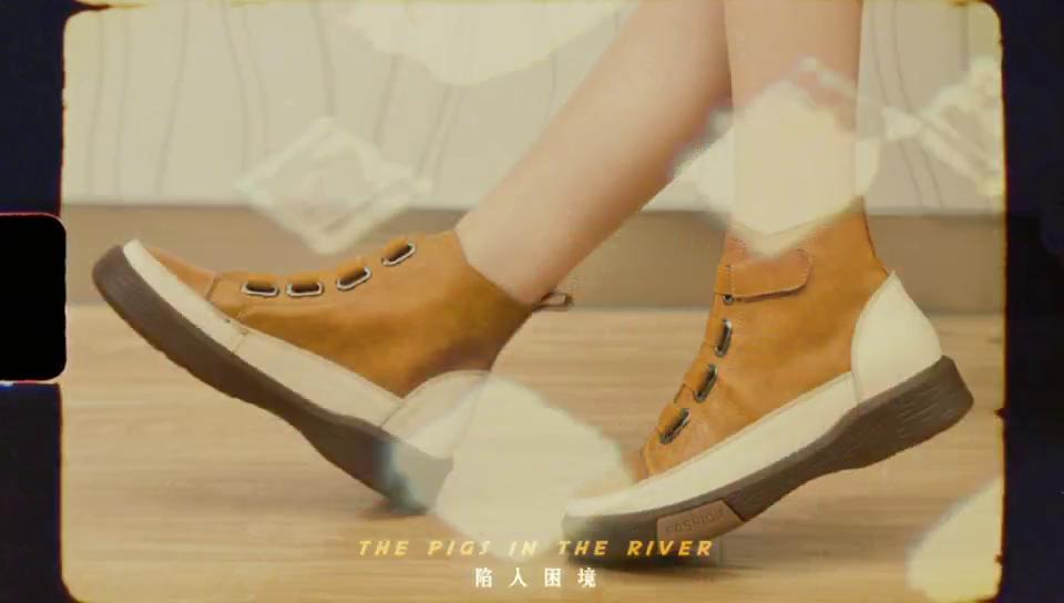 Women Suitable for Spring, Autumn and Winter Shoes Flat Genuine Leather Color Matching Front Tie Ladies Single Boots Trend Girl Student Shoes