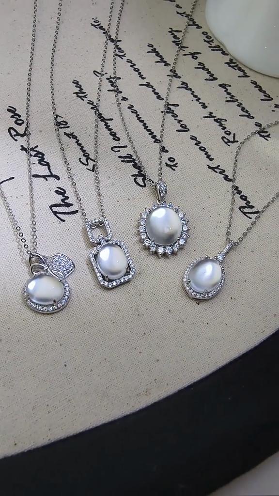 S925 Sterling Silver Natural Jade Necklace Full Diamond Luxury Transparent Jade Clavicle Chain Fashion Fine Silver Jewelry For Women