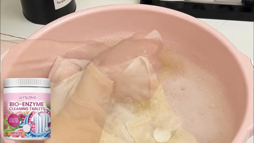 Jaysuing Bio-Enzyme Exploding Salt Cleaning Tablets 20pcs Laundry Tablets Clothing Cleaning, Stain Removal, Quick-Dissolving Cleaning Tablets