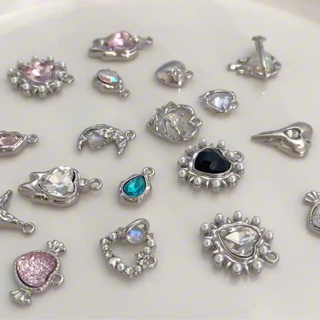 Подвеска из алмазного сплава в форме сердца, звезды и луны, ожерелье, браслет, серьги, аксессуары для ювелирных изделий своими руками