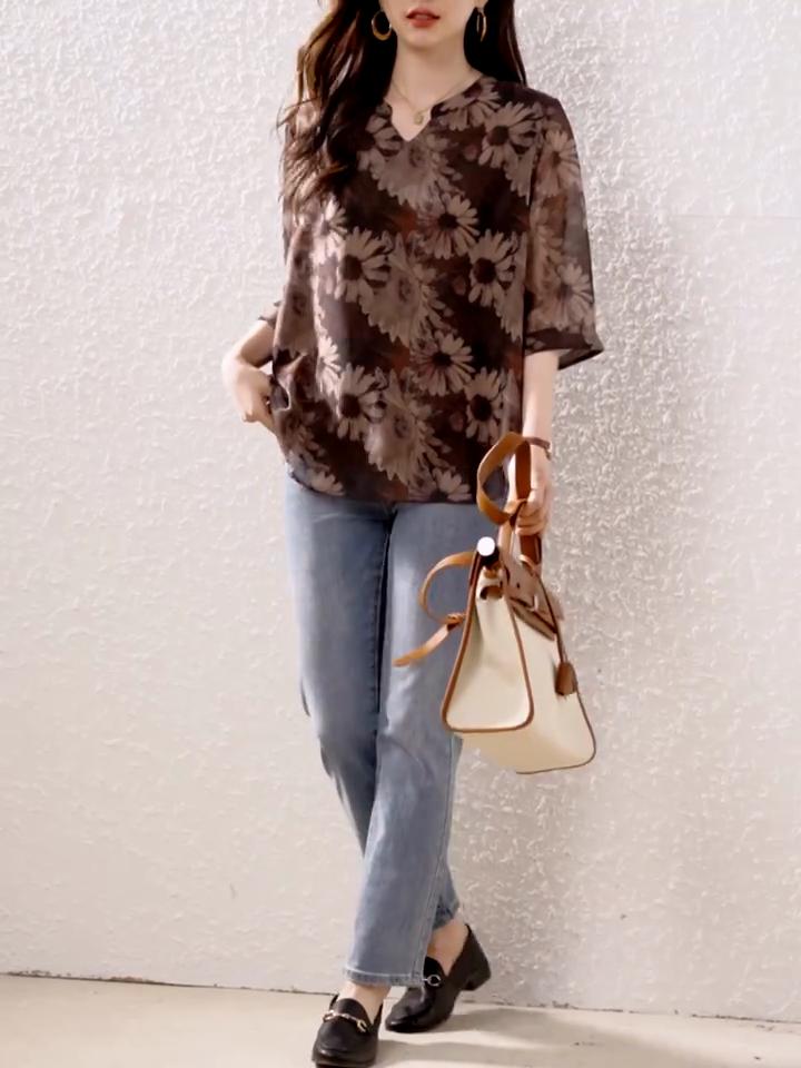 MODIQUE Весна Лето Большие размеры Новые женские свободные винтажные хлопковые льняные кружевные блузки с цветочным принтом Рубашки женские повседневные оверсайз с длинными рукавами и v-образным вырезом Футболка