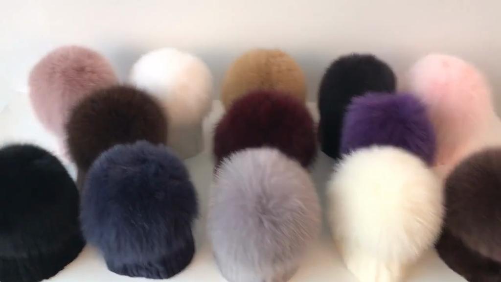 New Style Women Real Genuine Fox Fur Beanies Hat Girls Natural Real Rex Rabbit Fur Skullies Cap Knit Winter Real Fur Hats