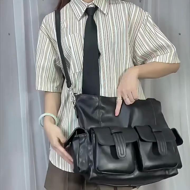 Female Stylish Tote Bag Black Hobo Handbag Large Capacity Shoulder Bags Ladies Soft PU Leather Messenger Bags Women Shopper Bag