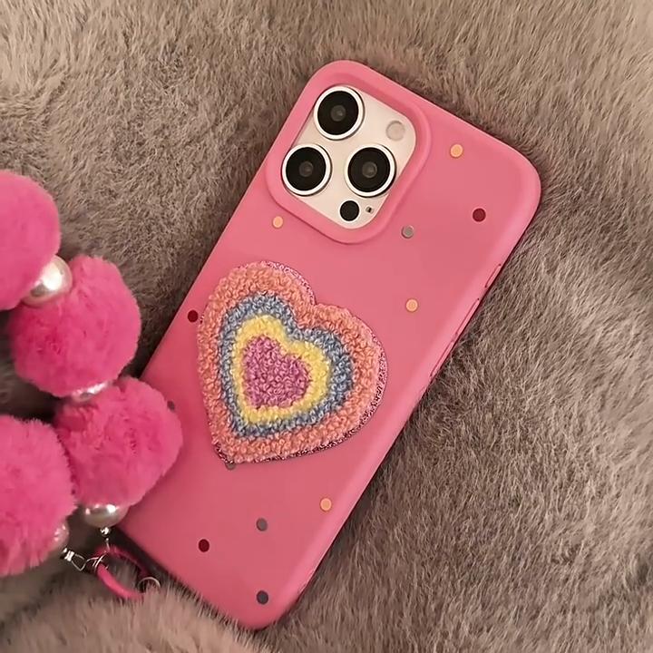 Корейский цветной чехол для телефона с горошком и сердцем для iPhone 17 16 15 13 14 11 12 Pro Max с браслетом, противоударный, мягкая крышка
