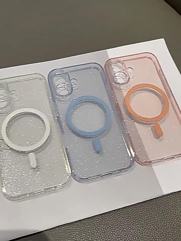 Роскошный прозрачный блестящий мягкий чехол для iPhone 16 15 Plus 14 13 Pro Max для беспроводной зарядки Magsafe, магнитный силиконовый чехол