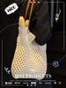 Casual Cotton Linen Beach Bag With Hollow Weaving And Inner Card Pocket For Women