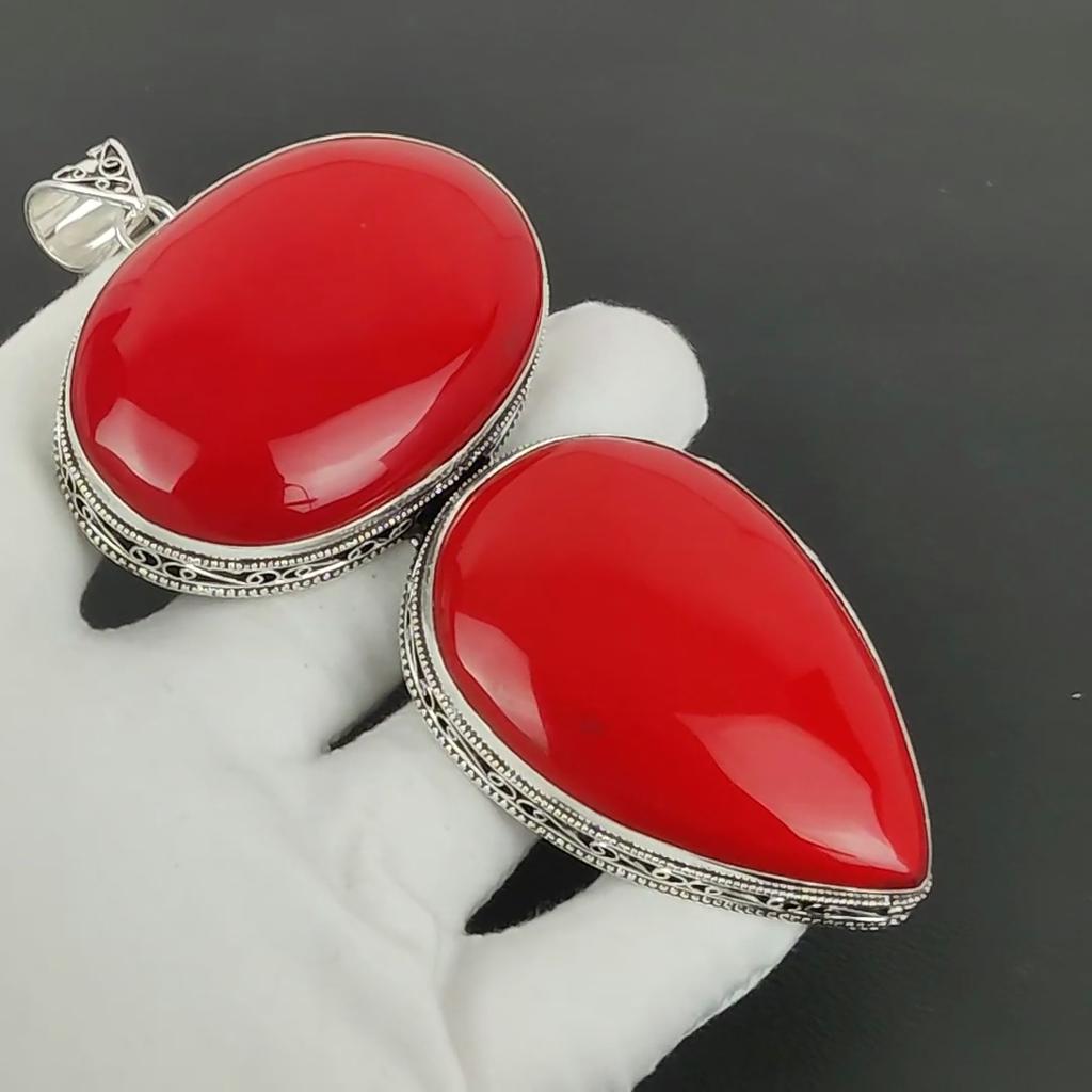 Red Coral Pendant, 925 Sterling Silver Handmade Jewelry, Red Coral Silver Pendant, Party Wear Jewelry For Women's, Pendant Valentine's Day Gift