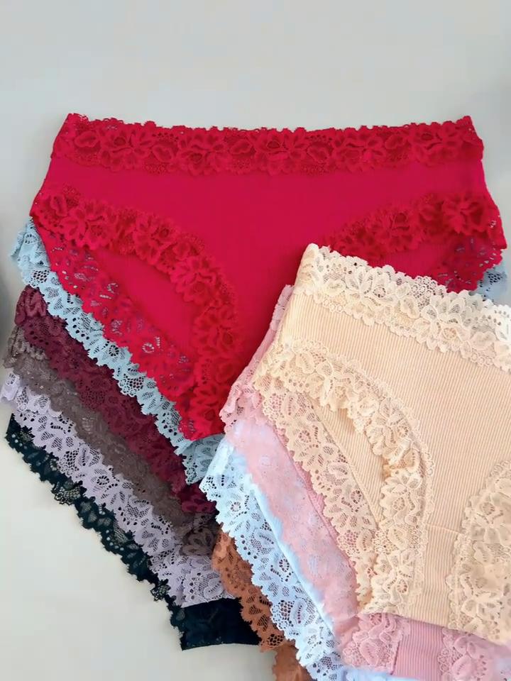 FINETOO 5 шт. Хлопковые трусики Женские трусы с цветочным кружевом Бесшовное сексуальное нижнее белье С низкой посадкой Эластичные трусы Женские Дышащие Мягкие