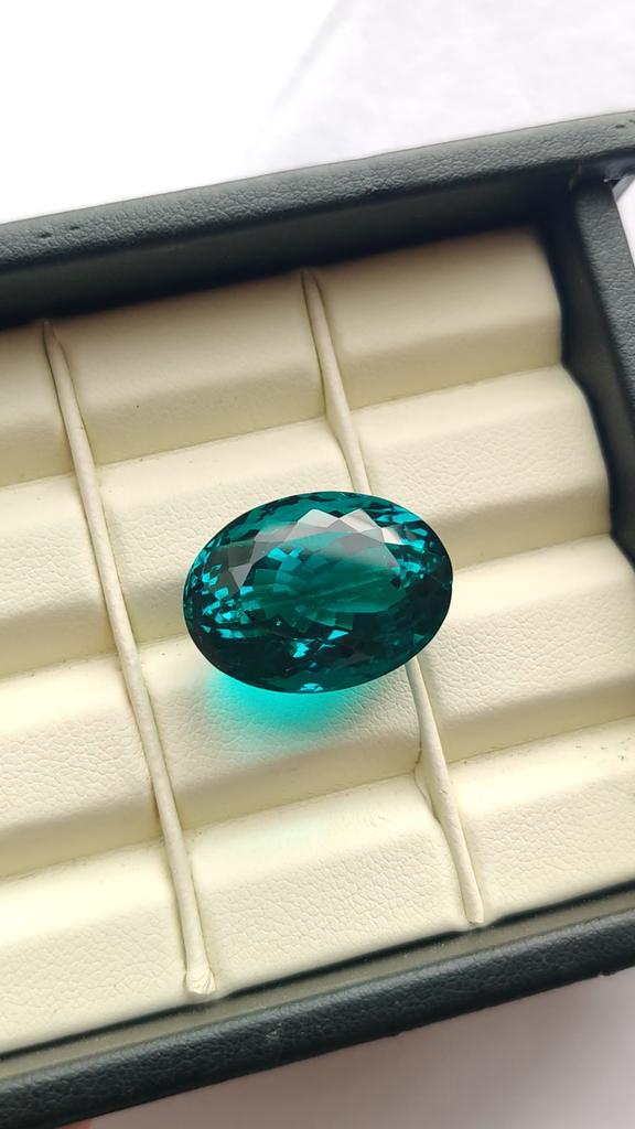 Healing Natural Oval Cut Natural Glass Stone, Faceted Loose Stone, 24.90 Carat, 21x15x13 Size Stone.