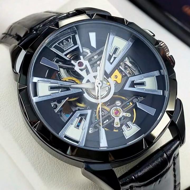 Роскошные мужские часы Водонепроницаемые Светящиеся Многофункциональные Автоматические Механические часы Часы-скелетоны