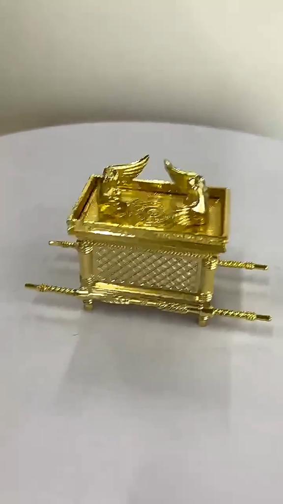 Золотой Ковчег Завета Фигурка Заповеди, Жезл Аарона и Манна - Религиозная шкатулка для украшений, Межконфессиональные праздники, Без электричества
