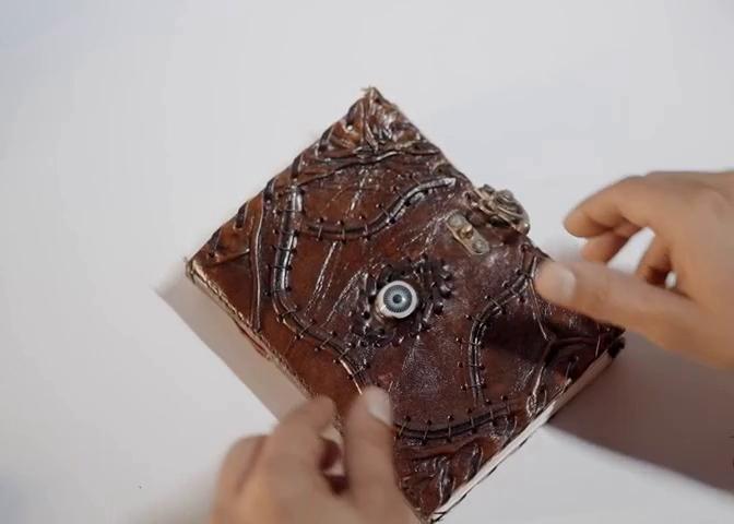 Leather Diary With Evil Eye Stone- 5×7 Inch Spells Journal with 240 Unlined Handmade Pages