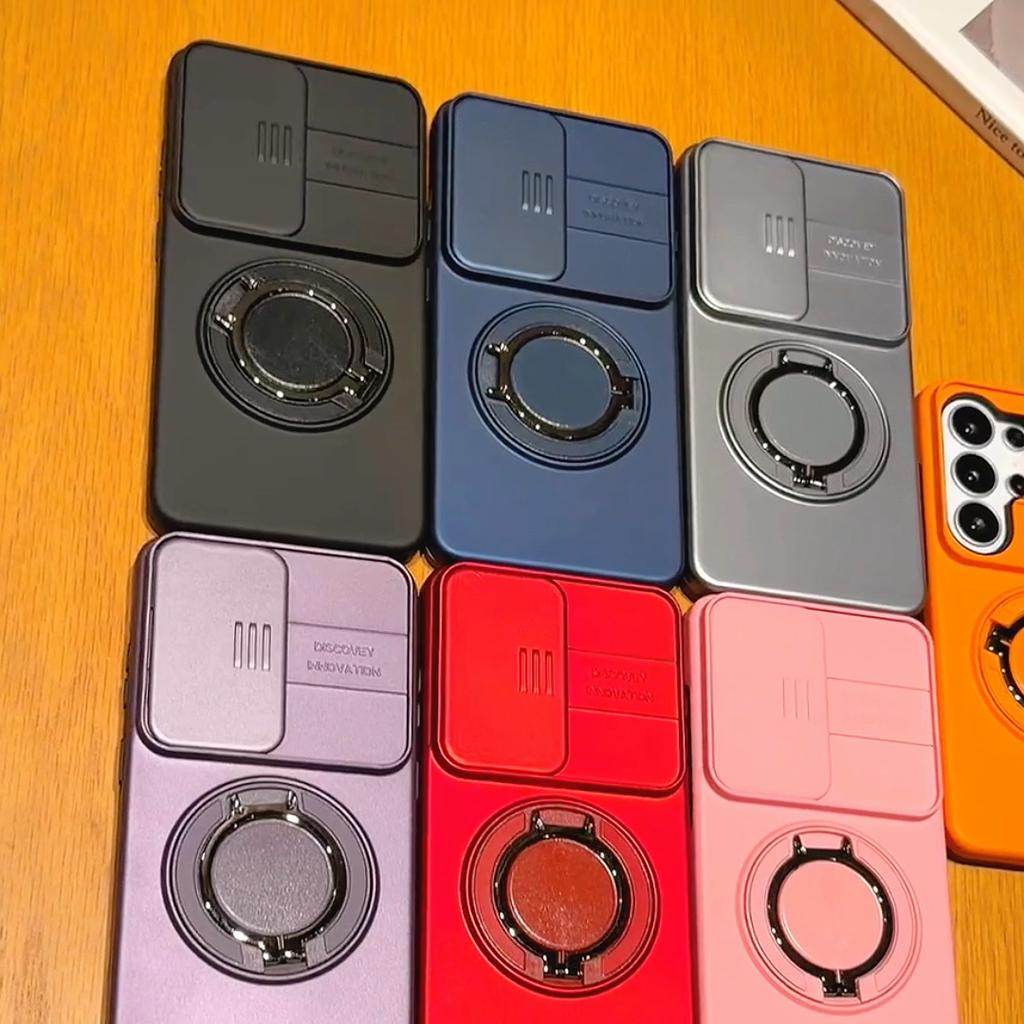 Slide Camera Lens Protector Case for Vivo V40 Lite Built-in 360° Rotatable Ring Kickstand