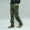 Мужские брюки прямого кроя большого размера, повседневные брюки карго с несколькими карманами, длинные брюки на все сезоны из чистого хлопка, со средней посадкой, с глубоким шаговым швом, для мужчин среднего и пожилого возраста