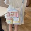 Contrast Color Student Shoulder Bag Girl's Large Capacity Crossbody Tote Bag