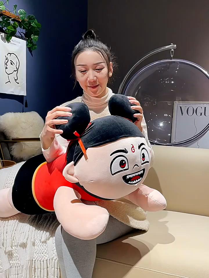 Nezha Cute Cartoon Plush Toy With Pp Cotton Filling For Home Or Bedtime