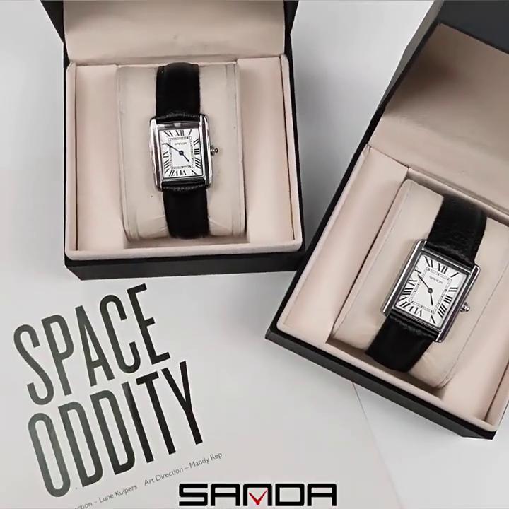 SANDA New Roman Scaled Couple Quartz Ectopic Ribbon Fashion Trend, Simple Personality Creative Quartz Men and Women Watches