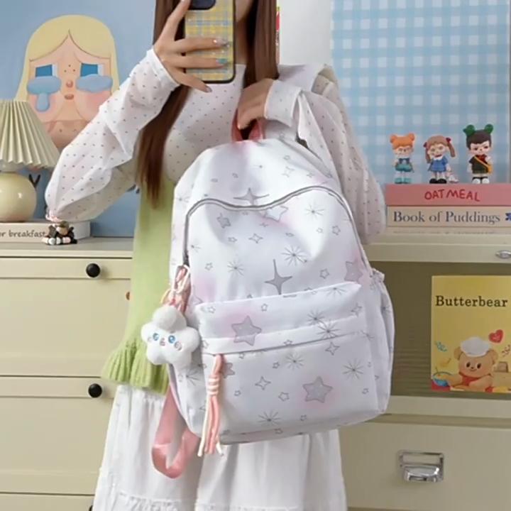 Light Stylish Printed School Backpack for Students, Spacious Cartoon Campus & Commute Shoulder Bag